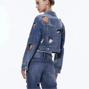 Alice + Olivia Blue Denim Heart Cutout Jeans